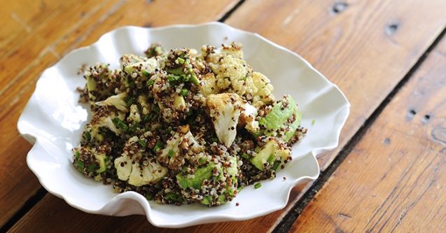 Roast cauliflower and avocado quinoa salad