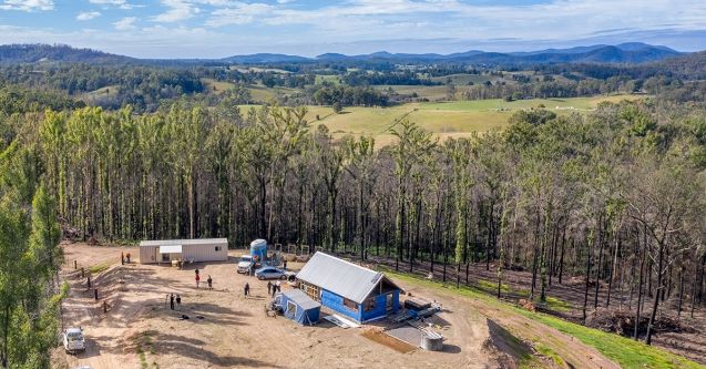 Bushfire impacted families at home with new housing pods