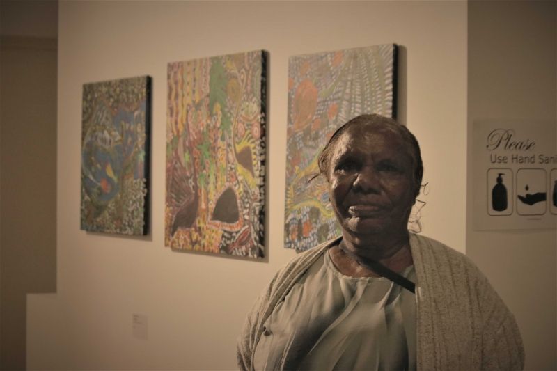  Janet Dreamer with her three works